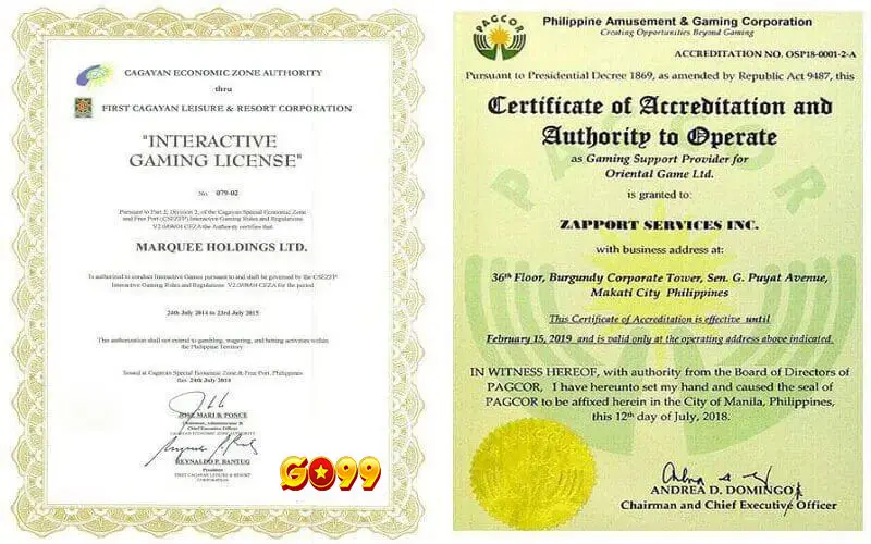 giay phep hoat dong PAGCOR Giấy phép hoạt động PAGCOR